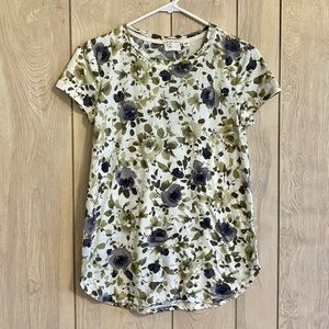 Anthropologie Postmark Green and Blue Floral Top